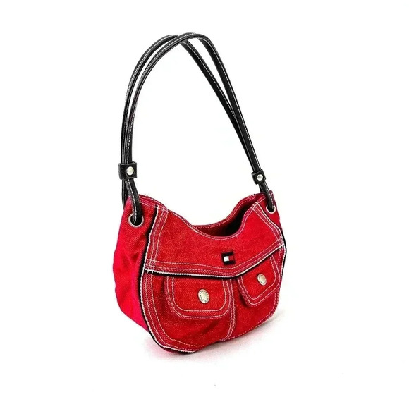 Vintage Y2k 90s Tommy Hilfiger Denim Canvas Mini Bag Purse - Picture 2 of 5